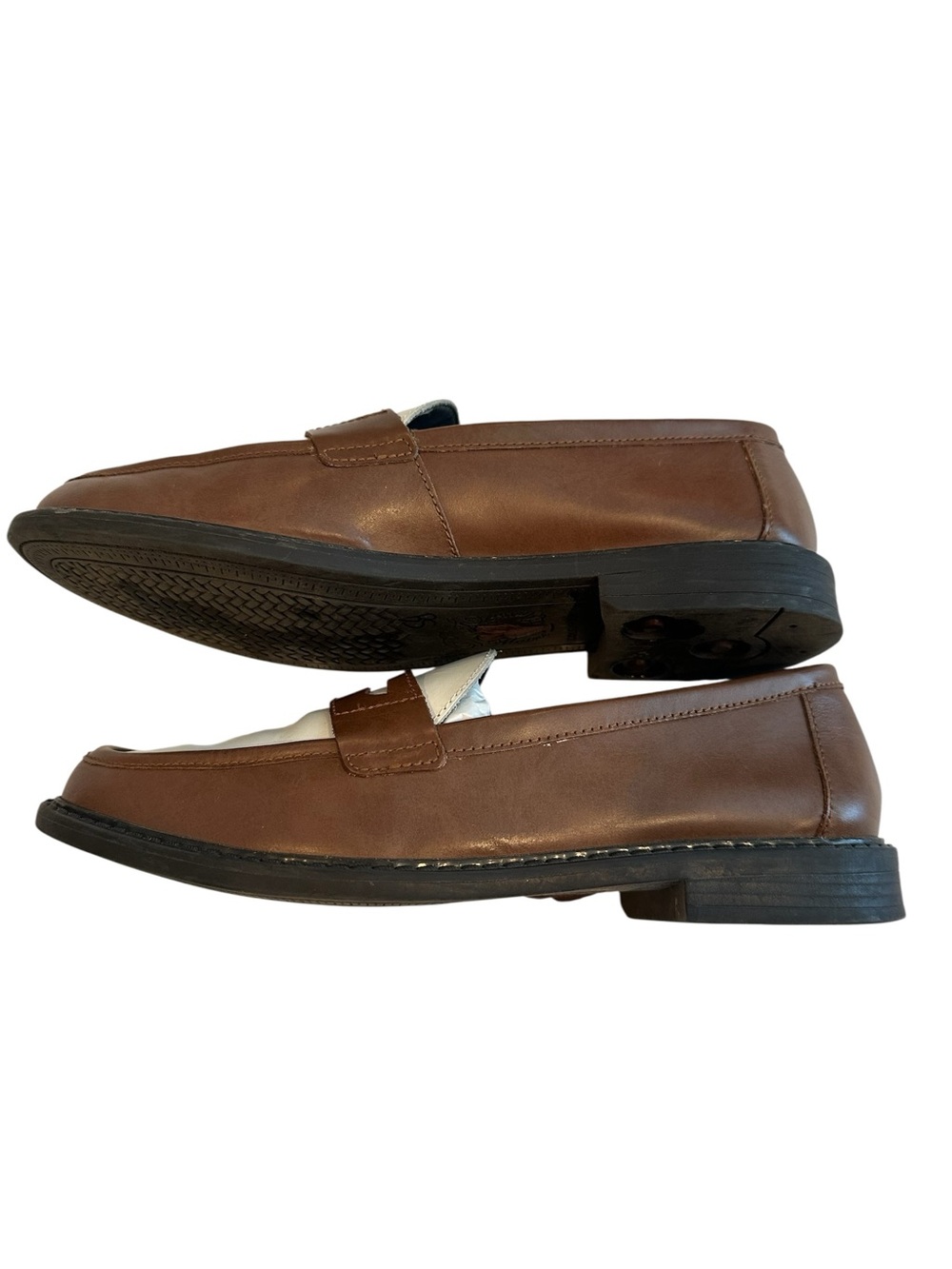 Cole Haan Women’s Two-Tone Brown and Cream Leather Loafers - Picture 2 of 9